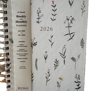 2026 Planners, Eccolo Spiral Agenda Planner, Weekly & Monthly Pages, 12 Months